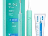 Зеленая звуковая щетка RL 040 с зубной пастой Revyline Smart