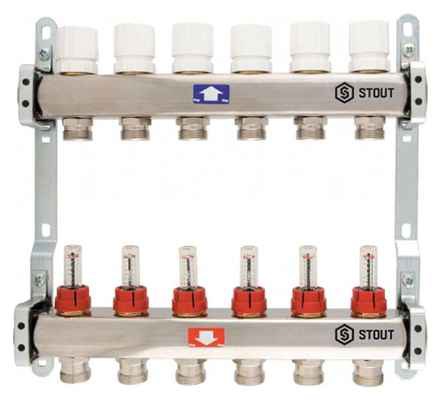 Фото объявления: Коллектор стальной Stout с расходомерами на 8 выходов в Санкт-Петербурге