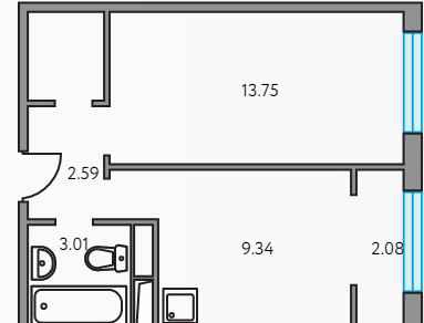 Фото объявления: 1-к. квартира, 32,8 м.кв., 1/8 эт. Московская обл. в Москве