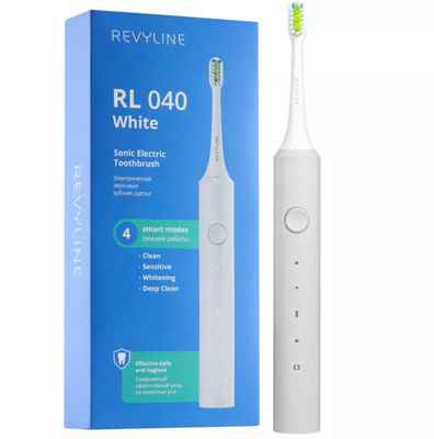 Фото объявления: Белая зубная щетка Revyline RL 040 с мощной батареей и 4 режимами в Новосибирске